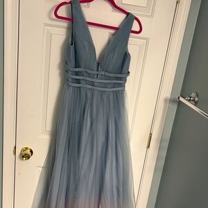 Azazie Blue Tulle Wedding Dress